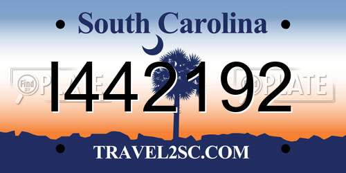 I442192 South Carolina License Plate