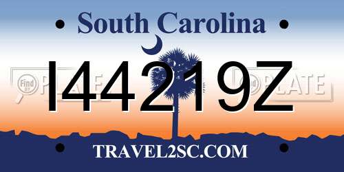 I44219Z South Carolina License Plate
