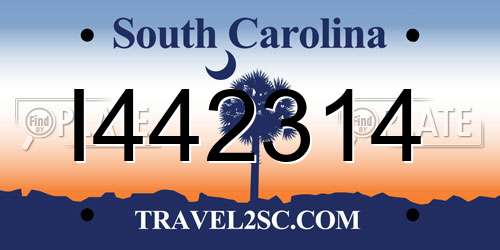 I442314 South Carolina License Plate