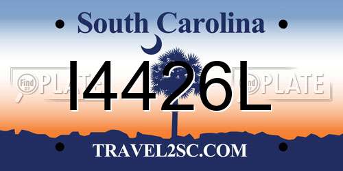 I4426L South Carolina License Plate