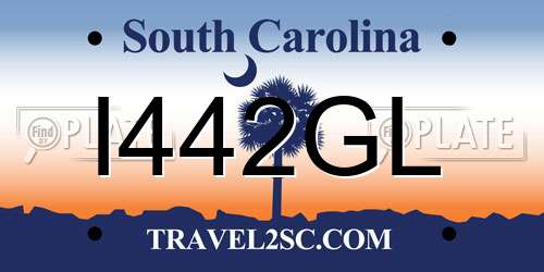 I442GL South Carolina License Plate