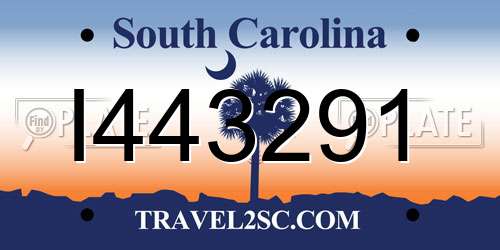 I443291 South Carolina License Plate