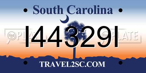 I44329I South Carolina License Plate