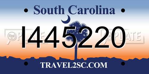 I445220 South Carolina License Plate
