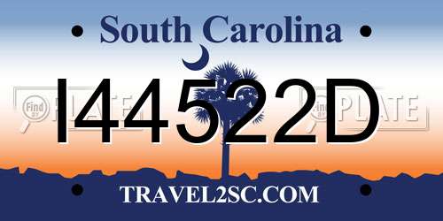 I44522D South Carolina License Plate