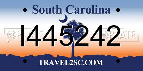 I445242 South Carolina License Plate