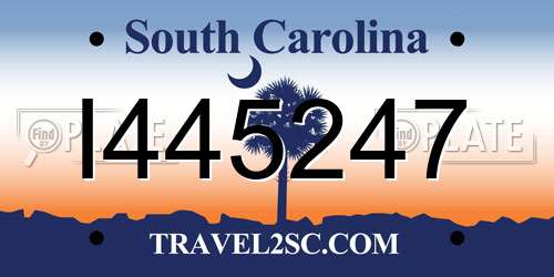 I445247 South Carolina License Plate