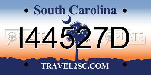 I44527D South Carolina License Plate