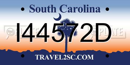 I44572D South Carolina License Plate