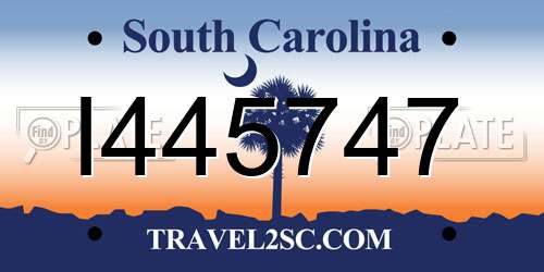 I445747 South Carolina License Plate