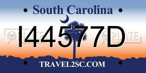 I44577D South Carolina License Plate