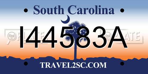 I44583A South Carolina License Plate