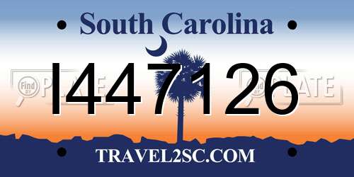 I447126 South Carolina License Plate