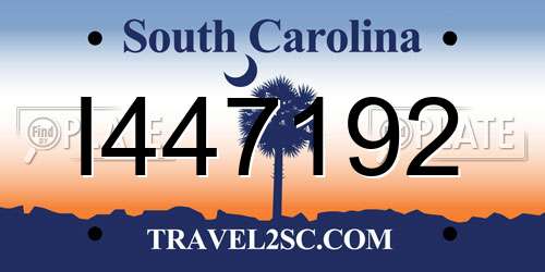 I447192 South Carolina License Plate