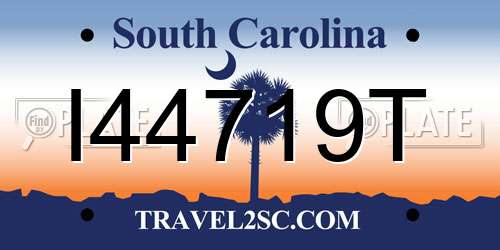 I44719T South Carolina License Plate