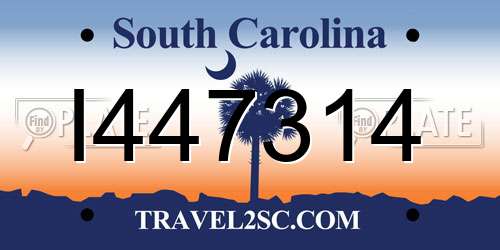 I447314 South Carolina License Plate