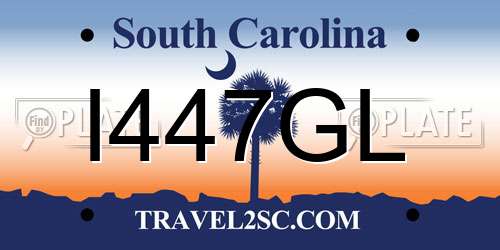 I447GL South Carolina License Plate
