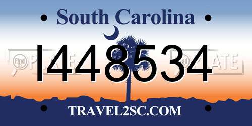 I448534 South Carolina License Plate