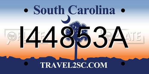 I44853A South Carolina License Plate
