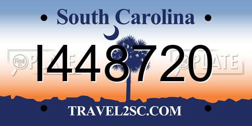 I448720 South Carolina License Plate