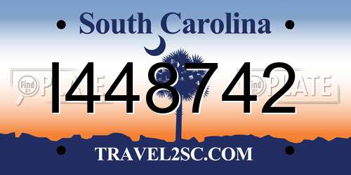 I448742 South Carolina License Plate