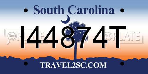 I44874T South Carolina License Plate
