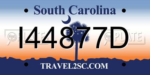 I44877D South Carolina License Plate