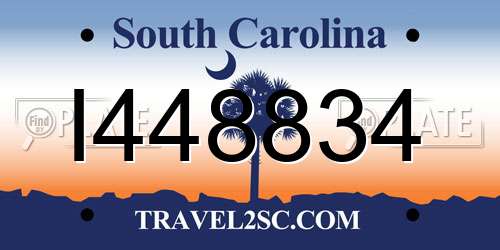 I448834 South Carolina License Plate