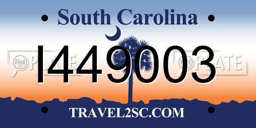 I449003 South Carolina License Plate