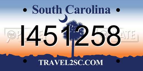 I451258 South Carolina License Plate
