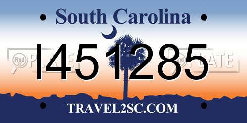 I451285 South Carolina License Plate