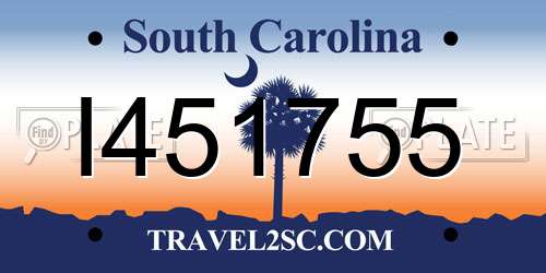 I451755 South Carolina License Plate