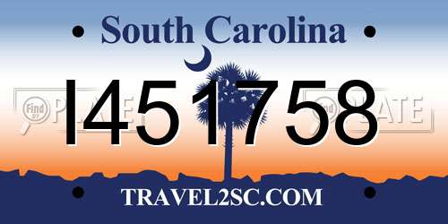I451758 South Carolina License Plate