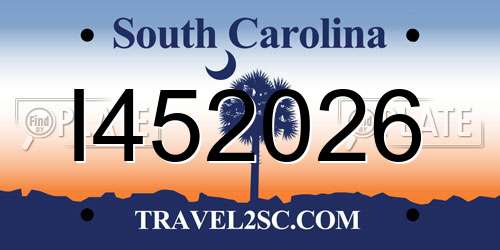 I452026 South Carolina License Plate