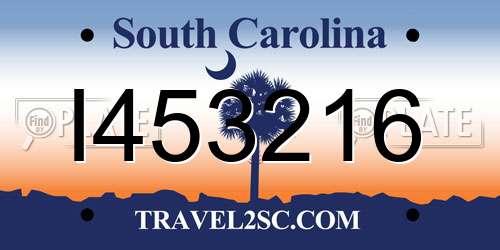 I453216 South Carolina License Plate
