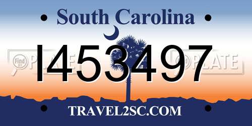 I453497 South Carolina License Plate
