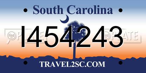 I454243 South Carolina License Plate