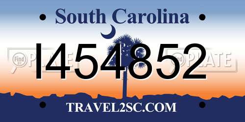 I454852 South Carolina License Plate