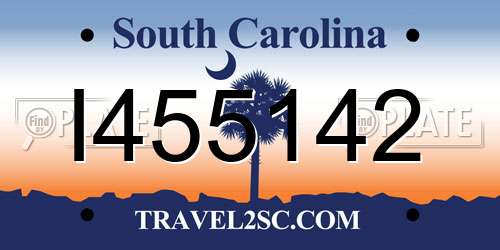 I455142 South Carolina License Plate