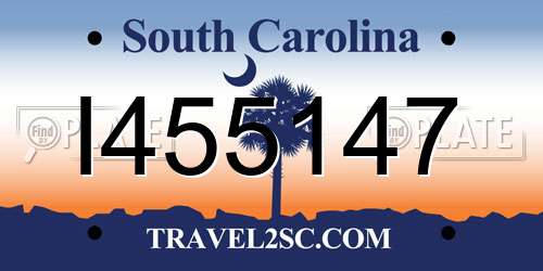 I455147 South Carolina License Plate