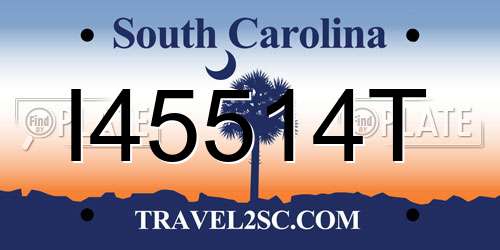 I45514T South Carolina License Plate