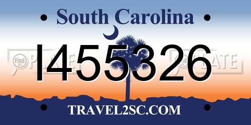 I455326 South Carolina License Plate