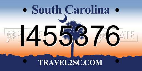 I455376 South Carolina License Plate