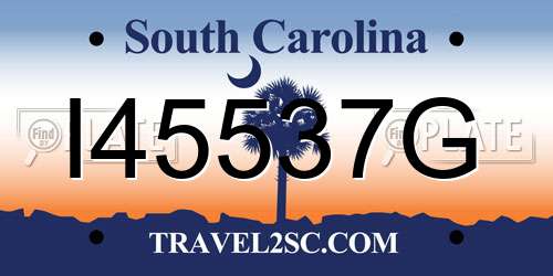 I45537G South Carolina License Plate