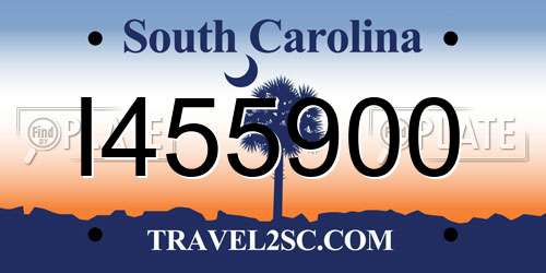I455900 South Carolina License Plate