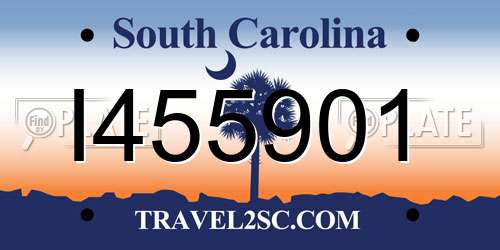 I455901 South Carolina License Plate