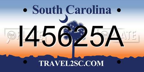 I45625A South Carolina License Plate