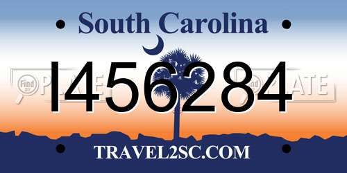 I456284 South Carolina License Plate