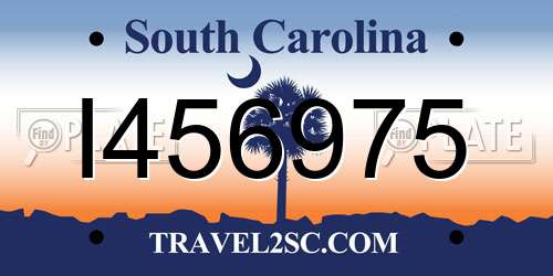 I456975 South Carolina License Plate