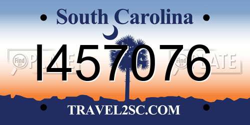 I457076 South Carolina License Plate